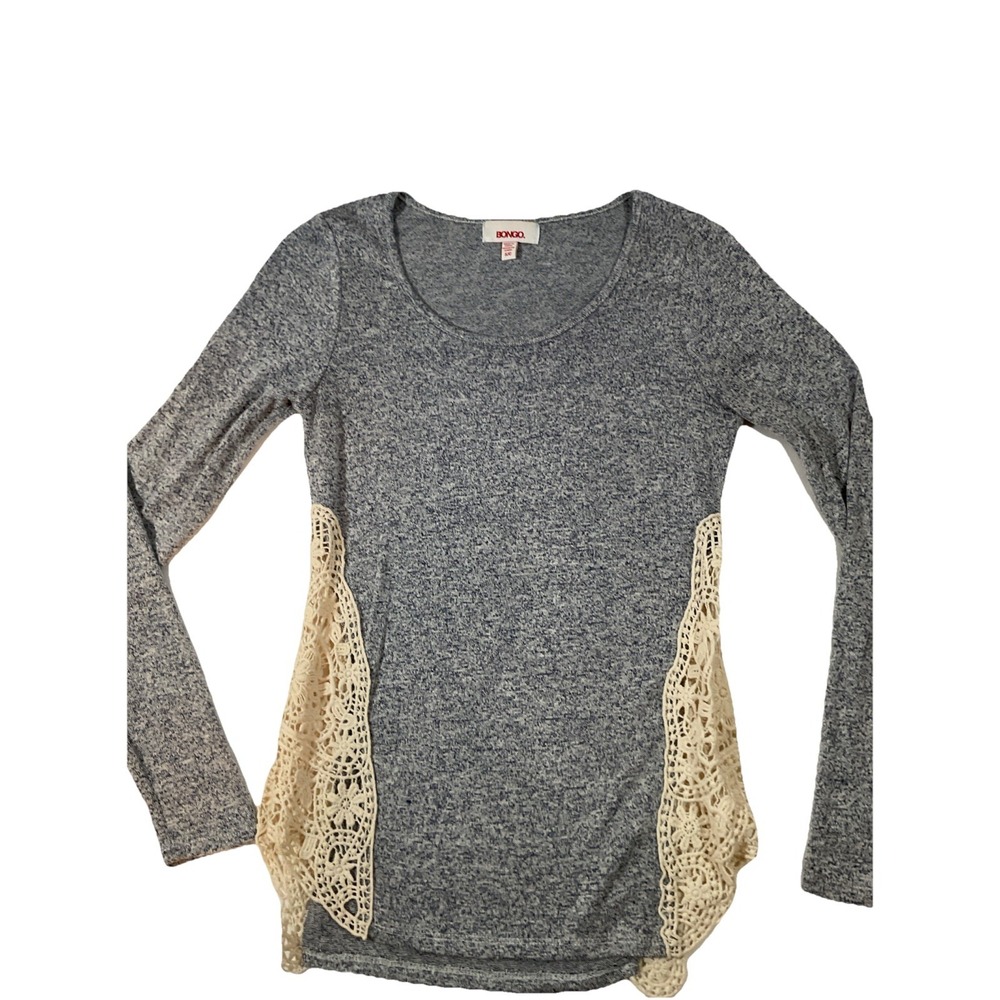 Bongo Womens Gray Long Sleeve With Lace On‎ The Sides. Size Small H89